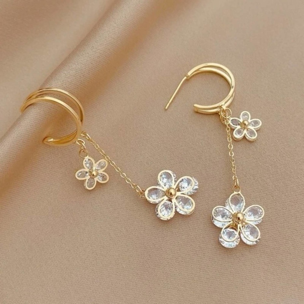 Flower Drop CZ Earrings BRAND NEW - Picture 5 of 5